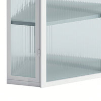 Wall Mounted Corner Cabinet, Modern Minimalist Style, Iron And Ribbed Glass Construction, Easy To Assemble