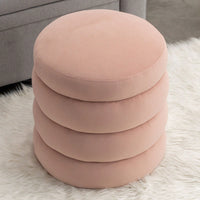 Soft Velvet Round Ottoman Footrest Stool