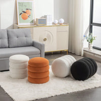 Soft Velvet Round Ottoman Footrest Stool