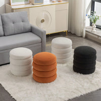 Soft Velvet Round Ottoman Footrest Stool