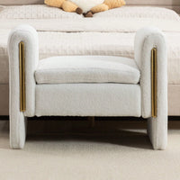 Velvet Upholstered Bench With Gold Metal Trim And Solid Wood Frame