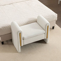 Velvet Upholstered Bench With Gold Metal Trim And Solid Wood Frame