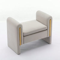 Velvet Upholstered Bench With Gold Metal Trim And Solid Wood Frame