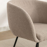 Set Of 1 Boucle Fabric Dining Chair With Black Metal Legs