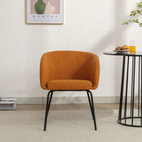 Set Of 1 Boucle Fabric Dining Chair With Black Metal Legs