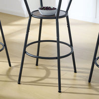 Round Bar Table And Stool Set With Shelf, Upholstered Stool With Backrest