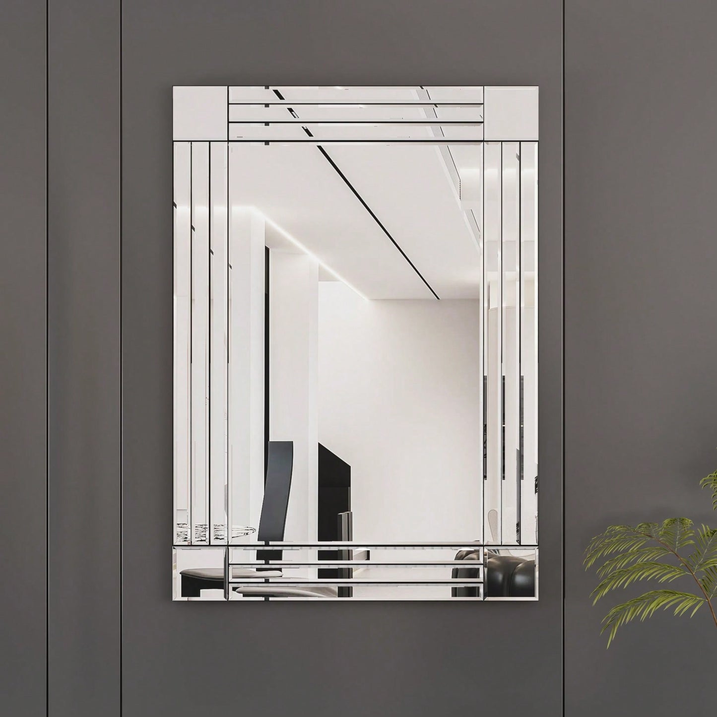 Large Wall-Mounted Silver Decorative Rectangular Wall Mirror For Home, Living Room, Bedroom, Entryway