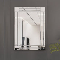 Large Wall-Mounted Silver Decorative Rectangular Wall Mirror For Home, Living Room, Bedroom, Entryway