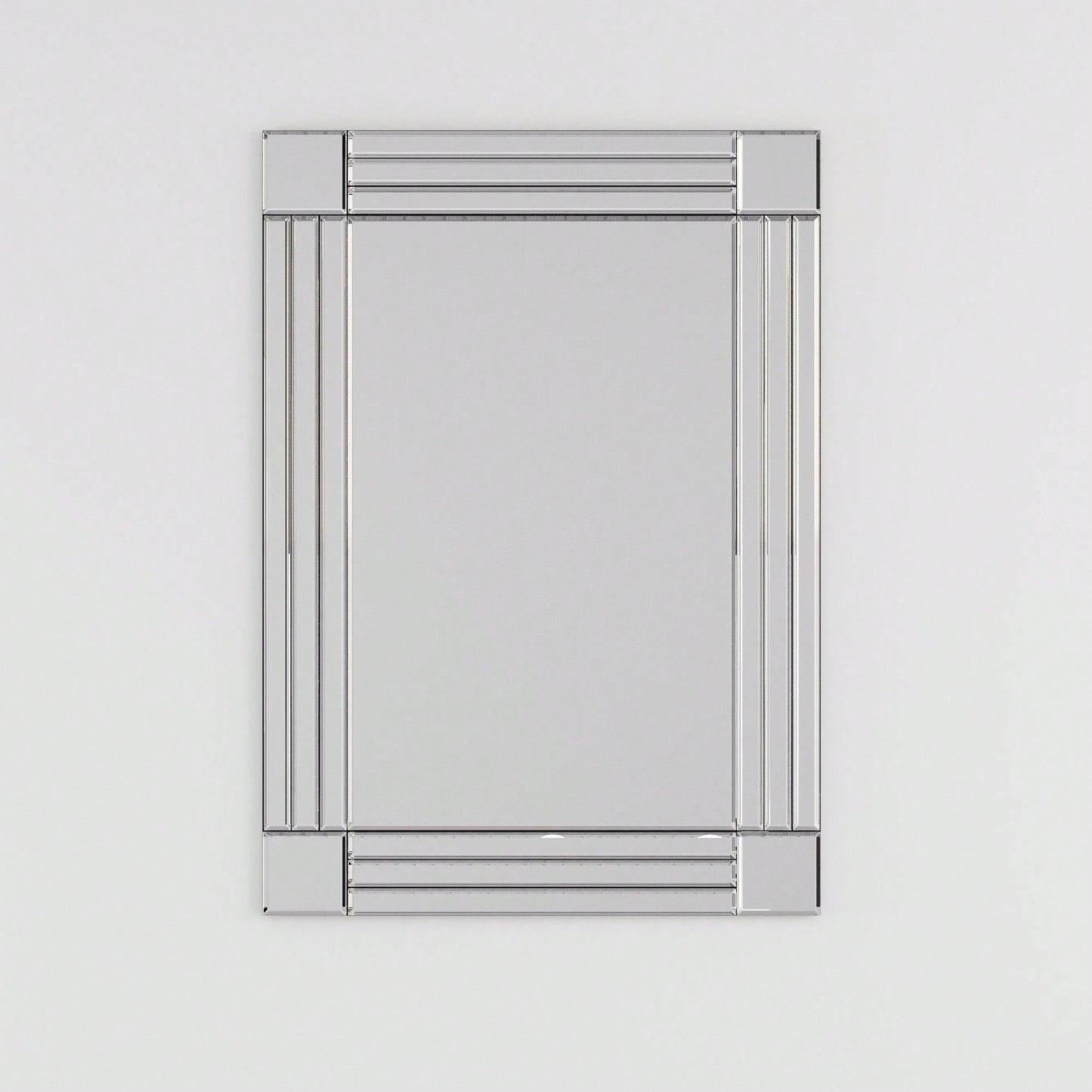 Large Wall-Mounted Silver Decorative Rectangular Wall Mirror For Home, Living Room, Bedroom, Entryway