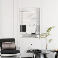 Large Wall-Mounted Silver Decorative Rectangular Wall Mirror For Home, Living Room, Bedroom, Entryway