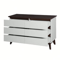 6-Drawer Double Dresser,Wide Drawers,White Dresser For Bedroom, Wood Storage Chest Of Drawers For Living Room Hallway Entryway