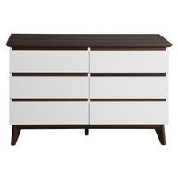 6-Drawer Double Dresser,Wide Drawers,White Dresser For Bedroom, Wood Storage Chest Of Drawers For Living Room Hallway Entryway