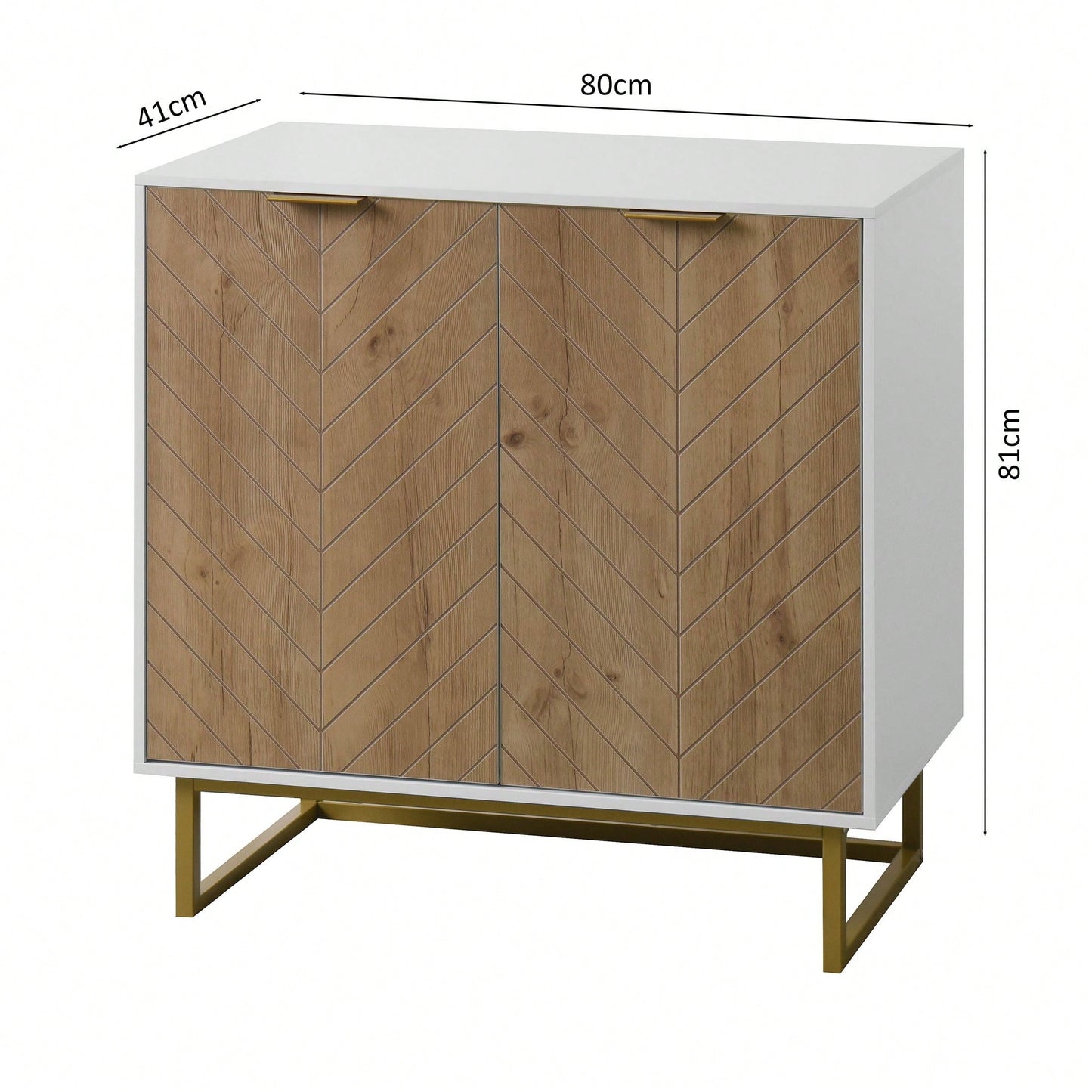 Modern White and Gold Buffet Sideboard Cabinet with 2 Doors for Living Room and Kitchen Storage