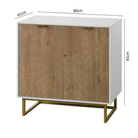 Modern White and Gold Buffet Sideboard Cabinet with 2 Doors for Living Room and Kitchen Storage