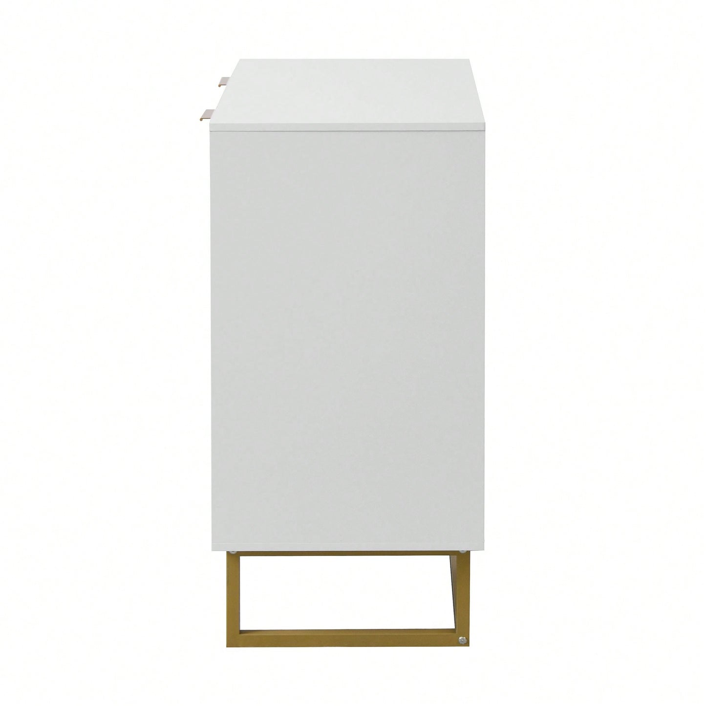 Modern White and Gold Buffet Sideboard Cabinet with 2 Doors for Living Room and Kitchen Storage