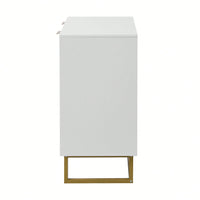 Modern White and Gold Buffet Sideboard Cabinet with 2 Doors for Living Room and Kitchen Storage