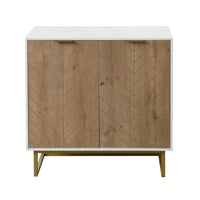 Modern White and Gold Buffet Sideboard Cabinet with 2 Doors for Living Room and Kitchen Storage