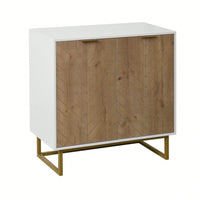 Modern White and Gold Buffet Sideboard Cabinet with 2 Doors for Living Room and Kitchen Storage