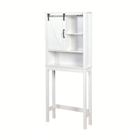 Over-The-Toilet Storage Cabinet, Space-Saving Bathroom Cabinet, With Adjustable Shelves And A Barn Door
