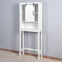 Over-The-Toilet Storage Cabinet, Space-Saving Bathroom Cabinet, With Adjustable Shelves And A Barn Door