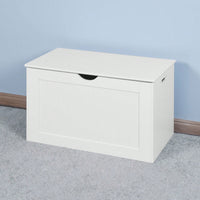 White Lift Top Entryway Storage Cabinet With 2 Safety Hinge, Wooden Toy Box