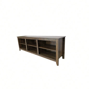 Brown TV Stand With 70-Inch Capacity, 3 Storage Cabinets, And Open Shelves For Living Room And Bedroom