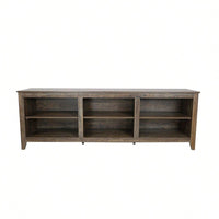 Brown TV Stand With 70-Inch Capacity, 3 Storage Cabinets, And Open Shelves For Living Room And Bedroom