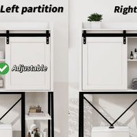 Over The Toilet Storage Cabinet, Bathroom Shelves Over Toilet With Sliding Barn Door,Adjustable Shelves And Side Storage Rack