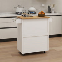 Functional And Stylish White Kitchen Island With Hidden Storage And Adjustable Cabinet Partition