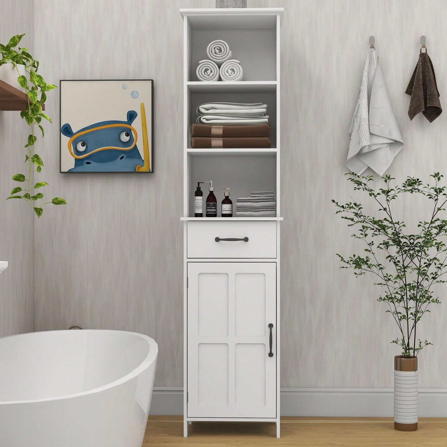 Versatile And Stylish Slim White Cabinet Excellent Workmanship, Maximum Storage, And Easy Assembly