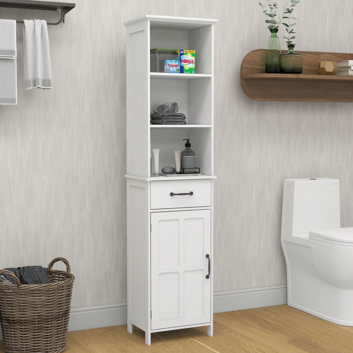 Versatile And Stylish Slim White Cabinet Excellent Workmanship, Maximum Storage, And Easy Assembly