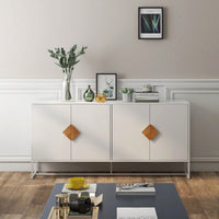 Solid Wood Special Shape Square Handle Design 4-Door Double Storage Sideboard: Versatile, Stable, And Durable