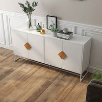 Solid Wood Special Shape Square Handle Design 4-Door Double Storage Sideboard: Versatile, Stable, And Durable