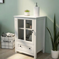 Versatile Sideboard And Buffet Server Cabinet With Adjustable Shelves, Large Drawer, And Stylish Retro Design