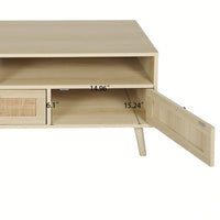 Natural Rattan TV Stand with Moisture Resistance and Cable Storage Holes for Organized Living Spaces