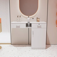 Multi-Functional Wooden Cabinet With Storage Drawers And Hair Dryer Holes