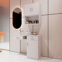 Multi-Functional Wooden Cabinet With Storage Drawers And Hair Dryer Holes