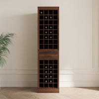 Modular Cabinet 28-Bottle Brown Walnut Color Modular 28  Wine Bar Cabinet Buffet Cabinet