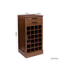 Modular Cabinet 28-Bottle Brown Walnut Color Modular 28  Wine Bar Cabinet Buffet Cabinet