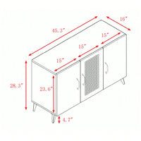 Spacious And Stylish Three-Door Cabinet With Fashionable Rattan Mesh Doors, Large Storage Space, Stable And Durable Structure