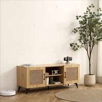 TV Stand With Rattan Net Stylish, Functional, And Versatile