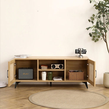 TV Stand With Rattan Net Stylish, Functional, And Versatile