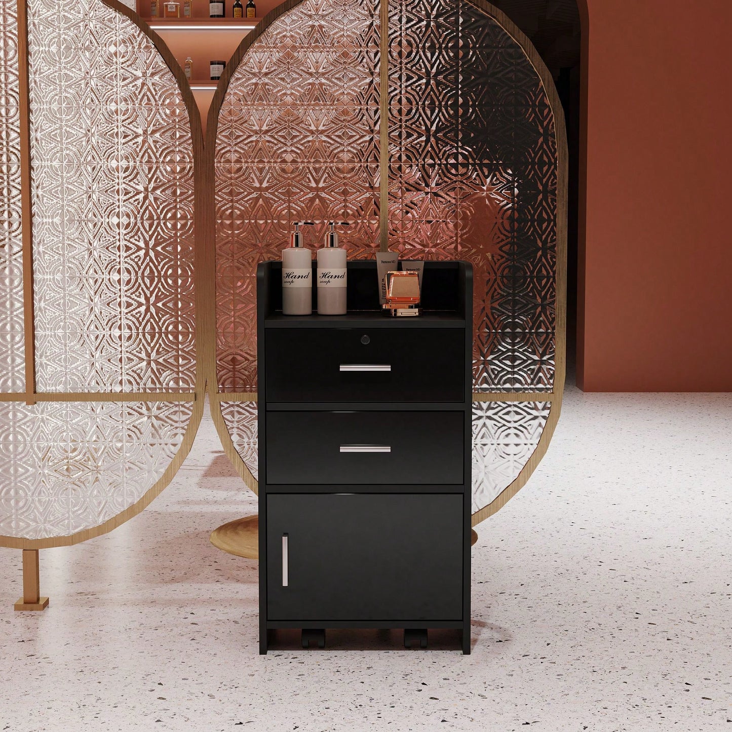 2 Drawers & 1 Cabinet, Commercial-Grade, Modern Minimalist Silhouette Storage Solution