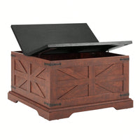 Rustic Square Wood Center Table with Hidden Storage and Lift Top for Living Room