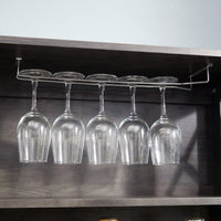 Charcoal Gray Coffee Bar Cabinet with Microwave Stand and Metal Frame Hollow Out Barn Design