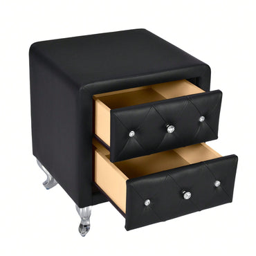 Modern Upholstered Nightstand With Two Drawers - Sturdy Construction, Space-Saving Design, And Stylish Look