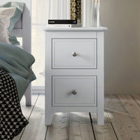 2-Drawer Solid Wood Nightstand End Table In White