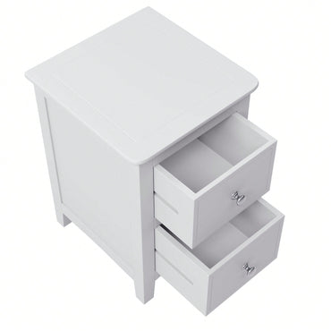 2-Drawer Solid Wood Nightstand End Table In White