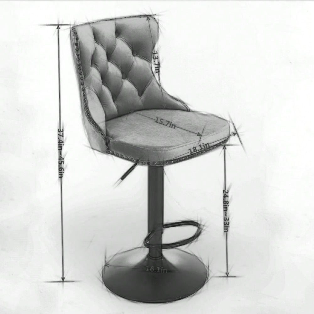 Modern Upholstered Bar Stools With Backs Comfortable Tufted For Home Pub And Kitchen Island, Set Of 2