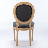 French-Style Solid Wood Frame Antique Painting Linen Fabric Back Dining Chair, Set Of 2